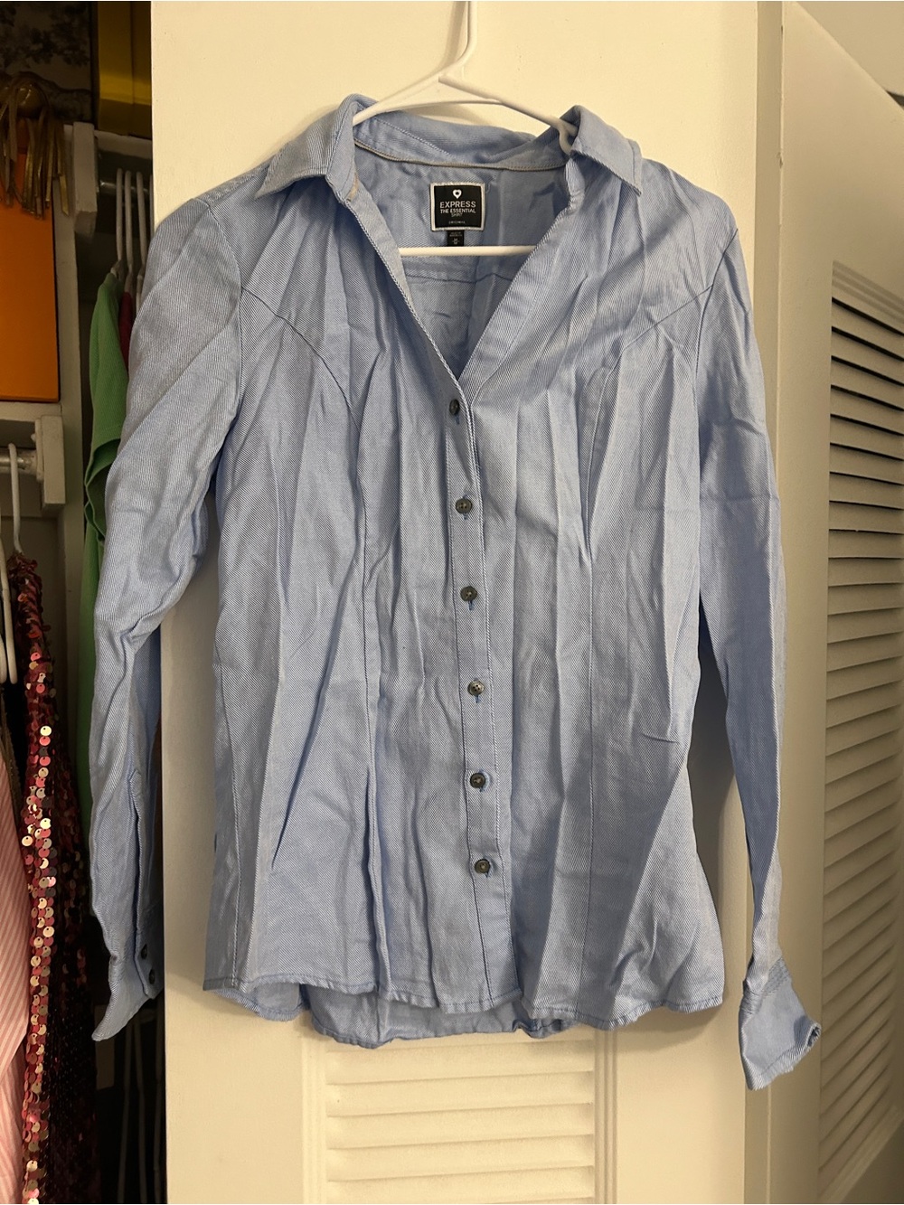 Express Light Blue Women's Button-Down Blouse